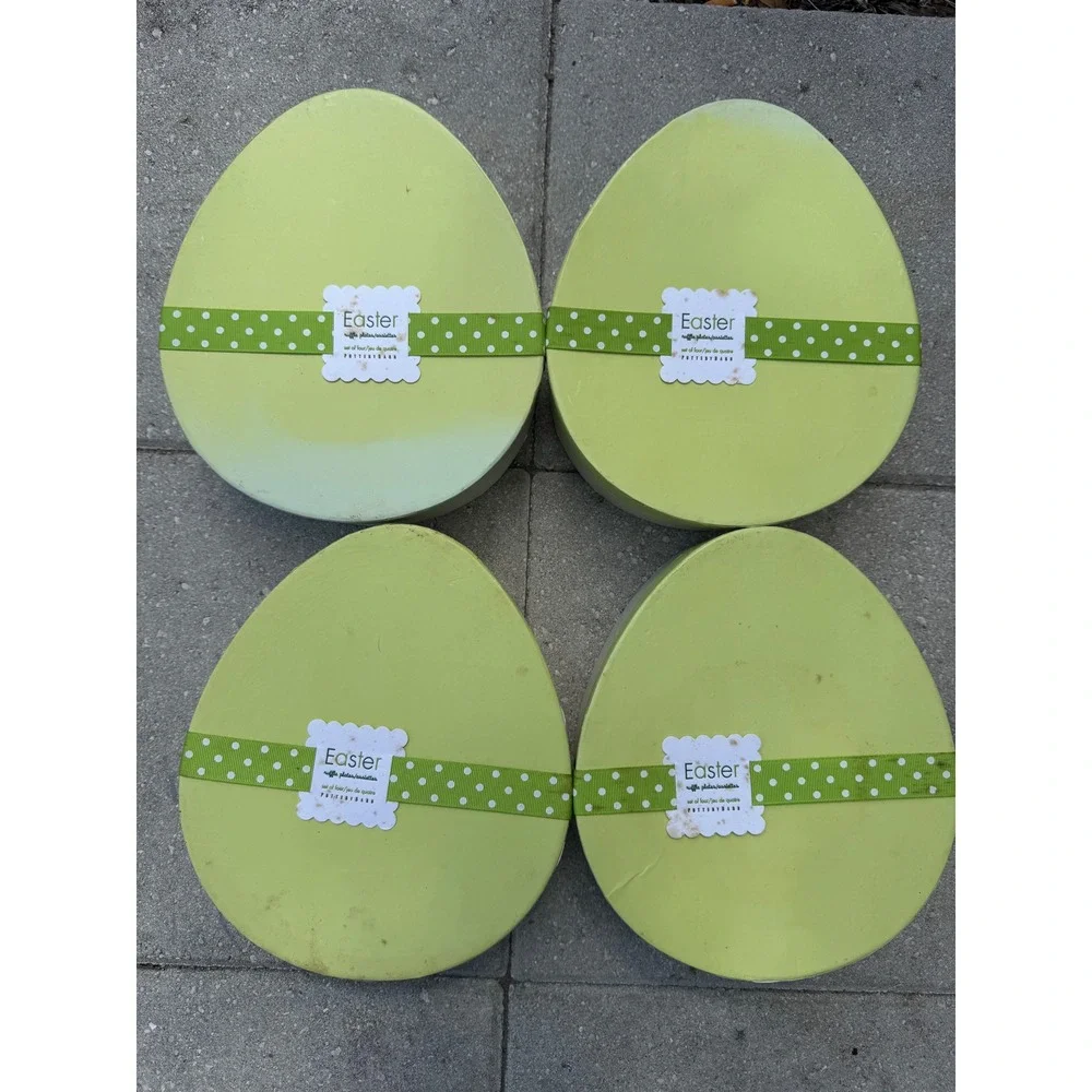 Pottery Barn Easter Egg Ruffle Plates 5326996 Set of 4 Multi-Color Stoneware NEW